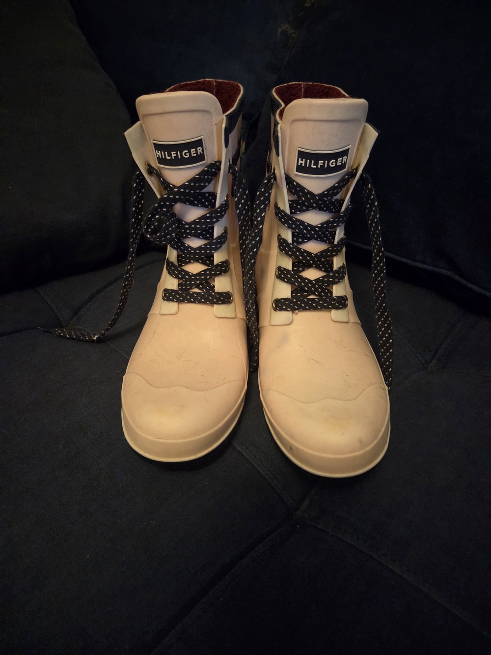 Tommy Hilfiger Cream Lace-Up Women's High-Top Boots